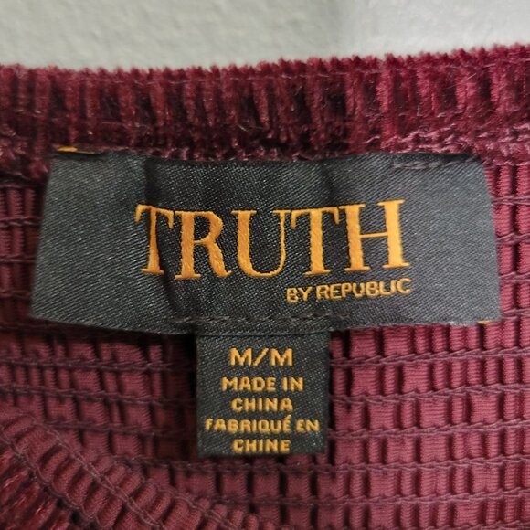 Truth by Republic Women's Medium Velour Smocked Peasant Whimsygoth Romantic Vale - Picture 4 of 5